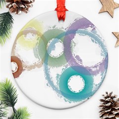 Rainbow Color Circles, Paintbrush Aquarel Ornament (round)  by picsaspassion