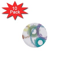 Rainbow Color Circles, Paintbrush Aquarel 1  Mini Buttons (10 Pack) 