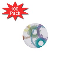 Rainbow Color Circles, Paintbrush Aquarel 1  Mini Buttons (100 Pack)  by picsaspassion