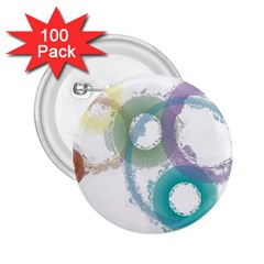 Rainbow Color Circles, Paintbrush Aquarel 2 25  Buttons (100 Pack)  by picsaspassion