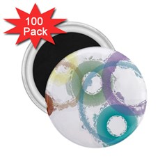 Rainbow Color Circles, Paintbrush Aquarel 2 25  Magnets (100 Pack)  by picsaspassion