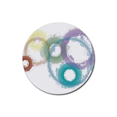 Rainbow Color Circles, Paintbrush Aquarel Rubber Round Coaster (4 Pack)  by picsaspassion