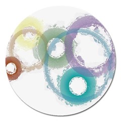 Rainbow Color Circles, Paintbrush Aquarel Magnet 5  (round) by picsaspassion