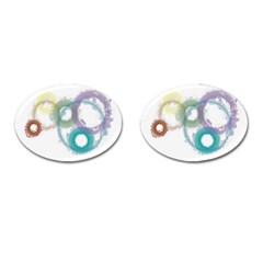 Rainbow Color Circles, Paintbrush Aquarel Cufflinks (oval) by picsaspassion