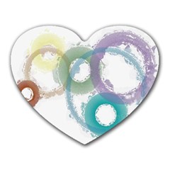 Rainbow Color Circles, Paintbrush Aquarel Heart Mousepads by picsaspassion