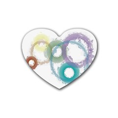 Rainbow Color Circles, Paintbrush Aquarel Rubber Coaster (heart)  by picsaspassion