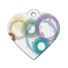 Rainbow Color Circles, Paintbrush Aquarel Dog Tag Heart (one Side) by picsaspassion