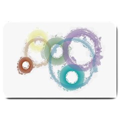 Rainbow Color Circles, Paintbrush Aquarel Large Doormat  by picsaspassion