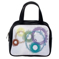 Rainbow Color Circles, Paintbrush Aquarel Classic Handbags (one Side) by picsaspassion