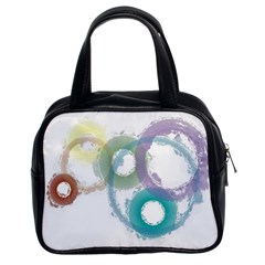 Rainbow Color Circles, Paintbrush Aquarel Classic Handbags (2 Sides) by picsaspassion