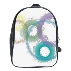 Rainbow Color Circles, Paintbrush Aquarel School Bags(large)  by picsaspassion