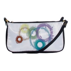 Rainbow Color Circles, Paintbrush Aquarel Shoulder Clutch Bags