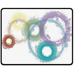 Rainbow Color Circles, Paintbrush Aquarel Fleece Blanket (medium)  by picsaspassion