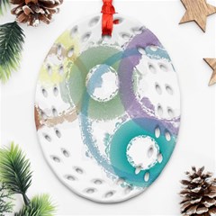 Rainbow Color Circles, Paintbrush Aquarel Oval Filigree Ornament (2-side)  by picsaspassion