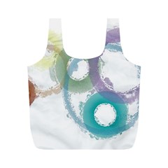 Rainbow Color Circles, Paintbrush Aquarel Full Print Recycle Bags (m) 