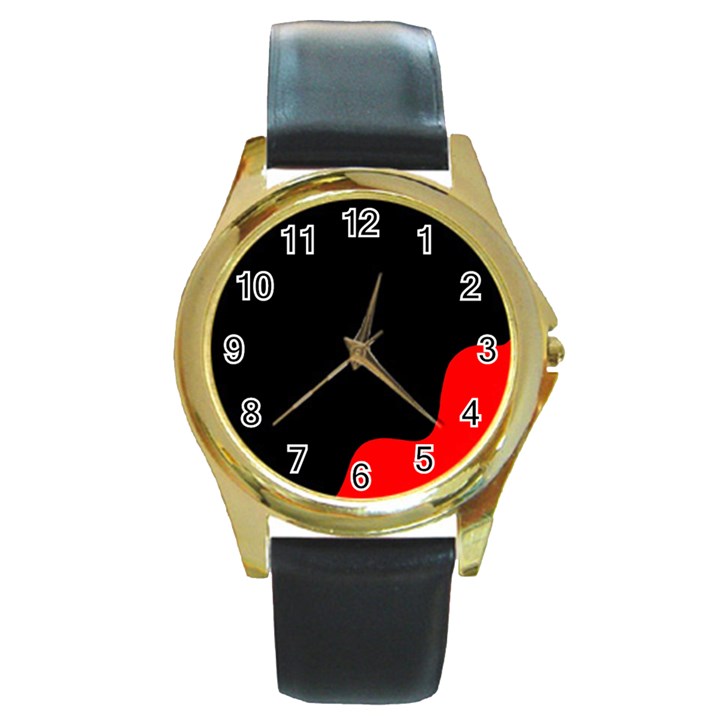 Black and red Round Gold Metal Watch