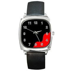 Black And Red Square Metal Watch by Valentinaart