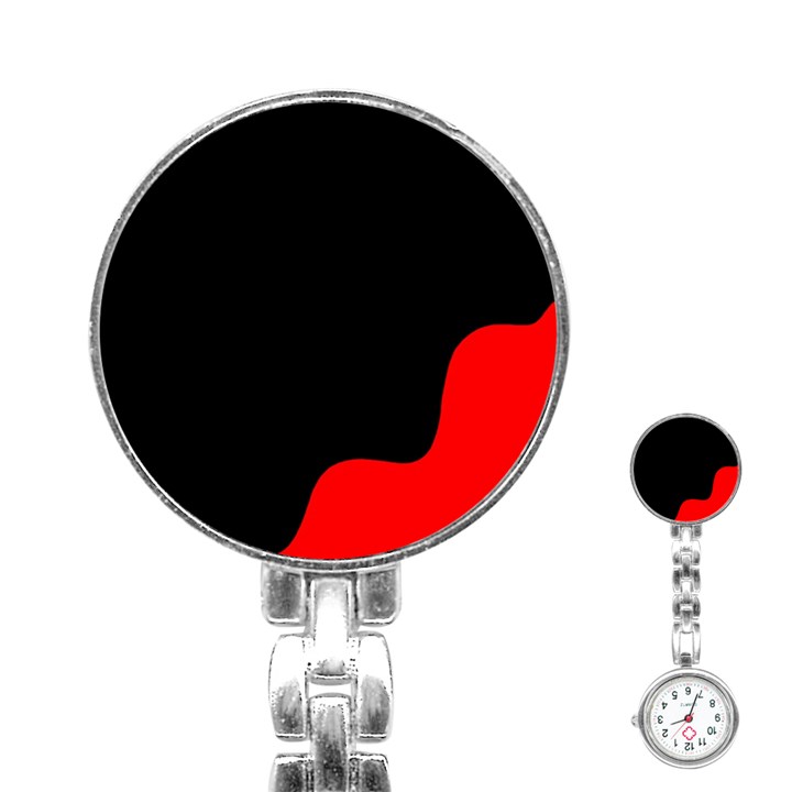 Black and red Stainless Steel Nurses Watch