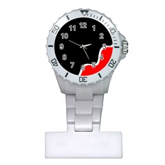 Simple Red And Black Desgin Plastic Nurses Watch by Valentinaart