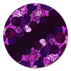 Purple Bubbles Magnet 5  (round) by Valentinaart