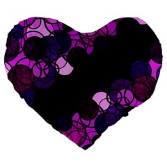 Purple Bubbles Large 19  Premium Flano Heart Shape Cushions by Valentinaart