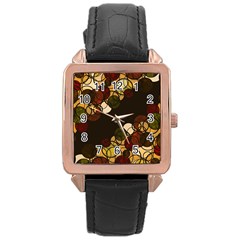 Autumn Bubbles Rose Gold Leather Watch  by Valentinaart