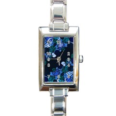 Blue Bubbles Rectangle Italian Charm Watch by Valentinaart