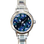 Blue bubbles Round Italian Charm Watch Front