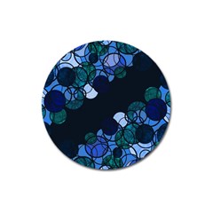 Blue Bubbles Magnet 3  (round) by Valentinaart