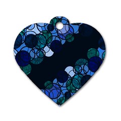 Blue Bubbles Dog Tag Heart (two Sides) by Valentinaart