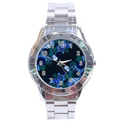 Blue Bubbles Stainless Steel Analogue Watch by Valentinaart