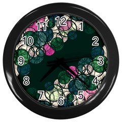 Green And Pink Bubbles Wall Clocks (black) by Valentinaart