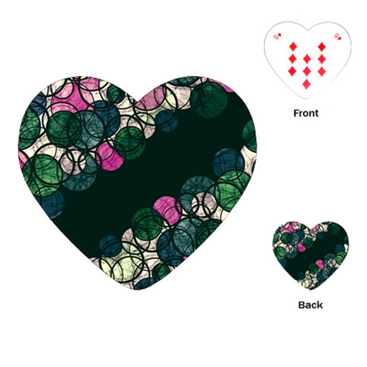 Green and pink bubbles Playing Cards (Heart) 