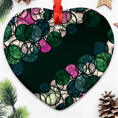 Green And Pink Bubbles Heart Ornament (2 Sides) by Valentinaart