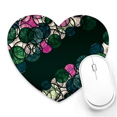 Green And Pink Bubbles Heart Mousepads by Valentinaart