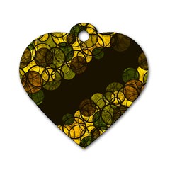 Yellow Bubbles Dog Tag Heart (one Side) by Valentinaart