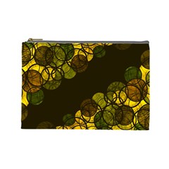 Yellow Bubbles Cosmetic Bag (large)  by Valentinaart