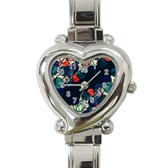 Orange And Blue Bubbles Heart Italian Charm Watch by Valentinaart