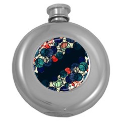 Orange And Blue Bubbles Round Hip Flask (5 Oz) by Valentinaart