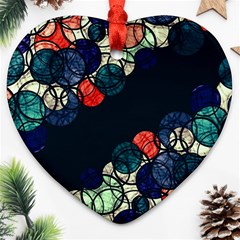 Orange And Blue Bubbles Heart Ornament (2 Sides) by Valentinaart