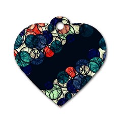 Orange And Blue Bubbles Dog Tag Heart (one Side) by Valentinaart