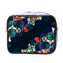 Orange And Blue Bubbles Mini Toiletries Bags by Valentinaart