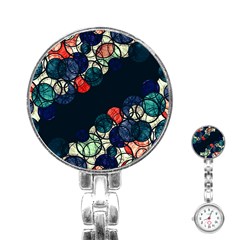 Orange And Blue Bubbles Stainless Steel Nurses Watch by Valentinaart