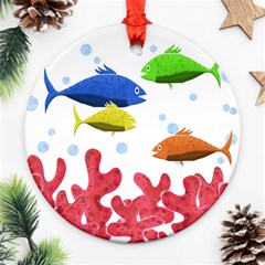 Corals And Fish Ornament (round)  by Valentinaart