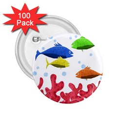 Corals And Fish 2 25  Buttons (100 Pack)  by Valentinaart