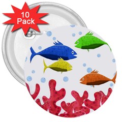 Corals And Fish 3  Buttons (10 Pack)  by Valentinaart