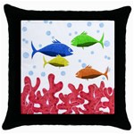 Corals and fish Throw Pillow Case (Black) Front