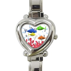 Corals And Fish Heart Italian Charm Watch by Valentinaart