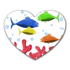 Corals And Fish Heart Mousepads by Valentinaart