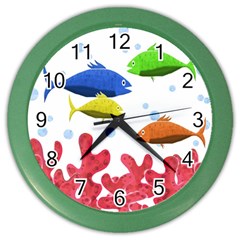 Corals And Fish Color Wall Clocks by Valentinaart